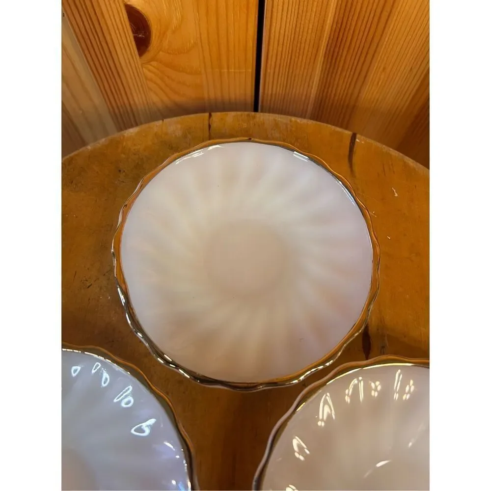 Vintage Fire King Anchor Hocking White Milk Glass Shell Swirl Saucers lot of 3 (